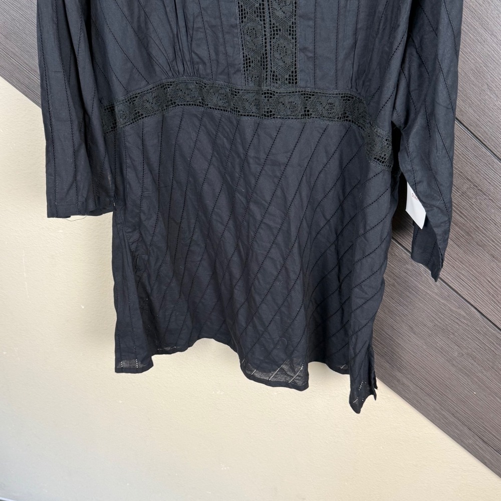 Quizz Women's Size 22 Deadstock Black Tunic Blouse Lace Trim Boho Whimsigoth - Picture 3 of 7